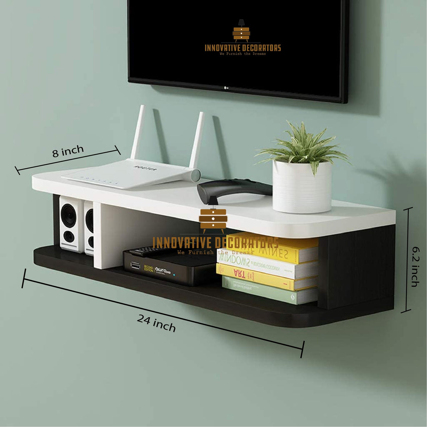 2 Tier Modern Wall Mounted Media Console Floating TV Shelf